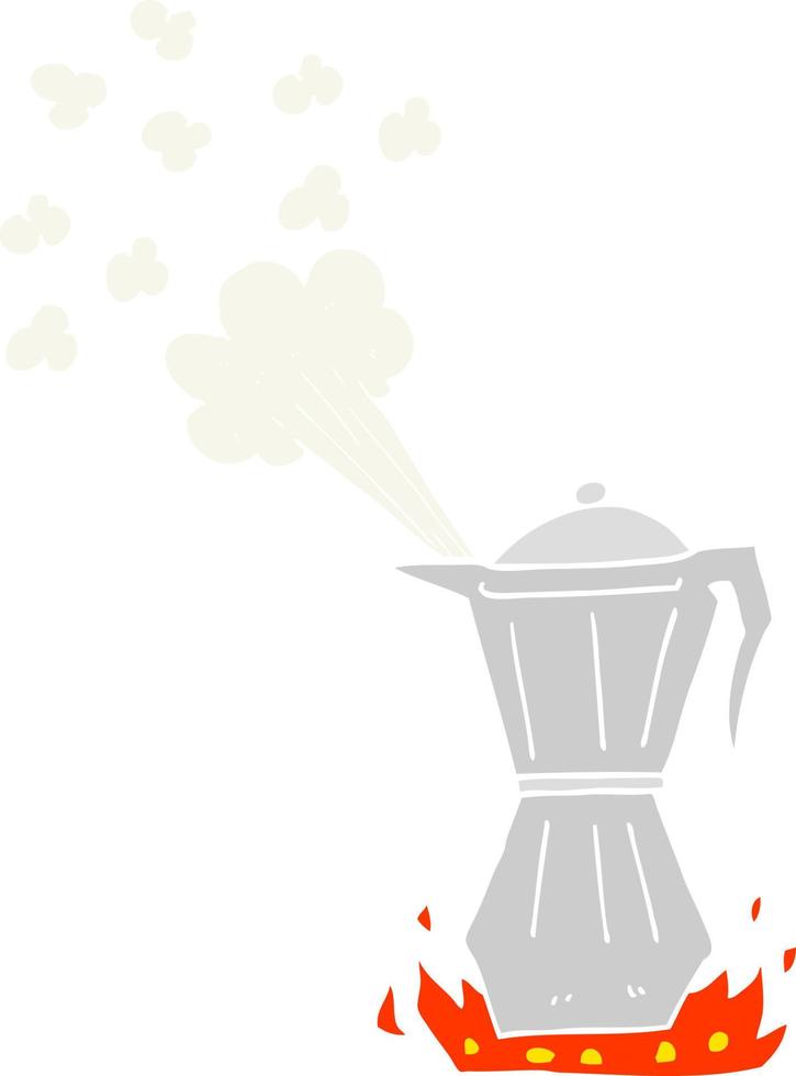 vlak kleur illustratie van een tekenfilm kookplaat espresso maker vector