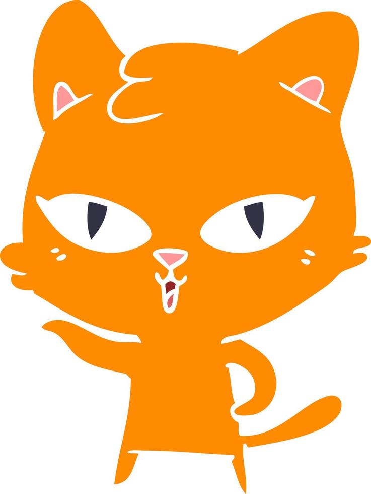 cartoon kat in effen kleurstijl vector