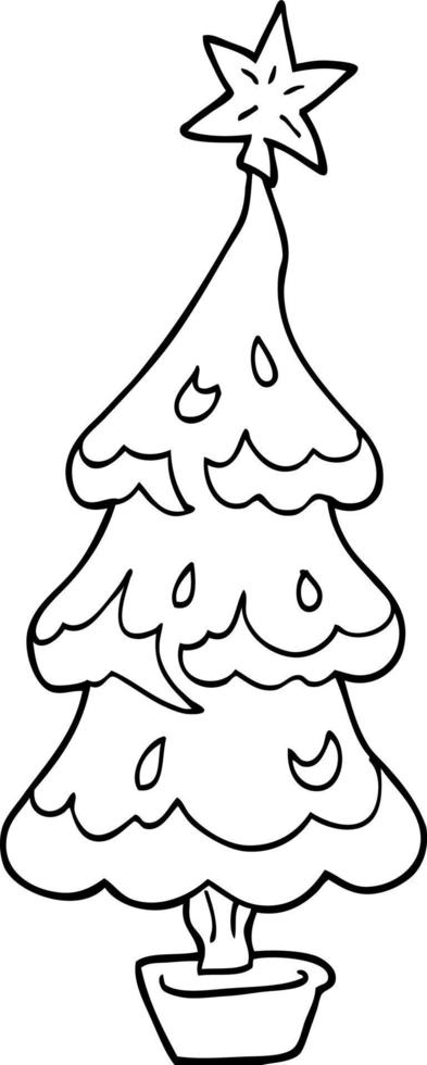 lijntekening cartoon kerstboom vector