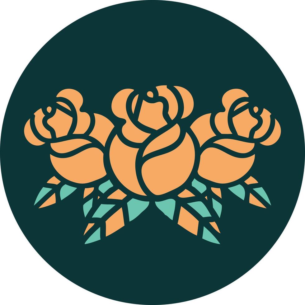 iconisch tatoeëren stijl beeld van een boeket van bloemen vector