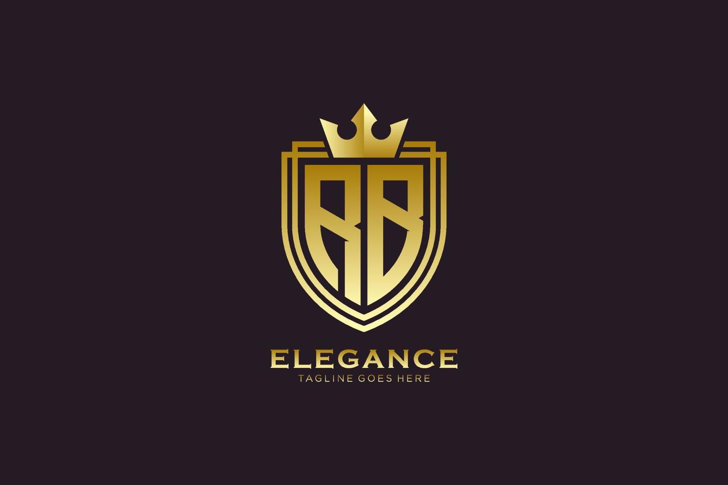eerste rb elegant luxe monogram logo of insigne sjabloon met scrollt en Koninklijk kroon - perfect voor luxueus branding projecten vector
