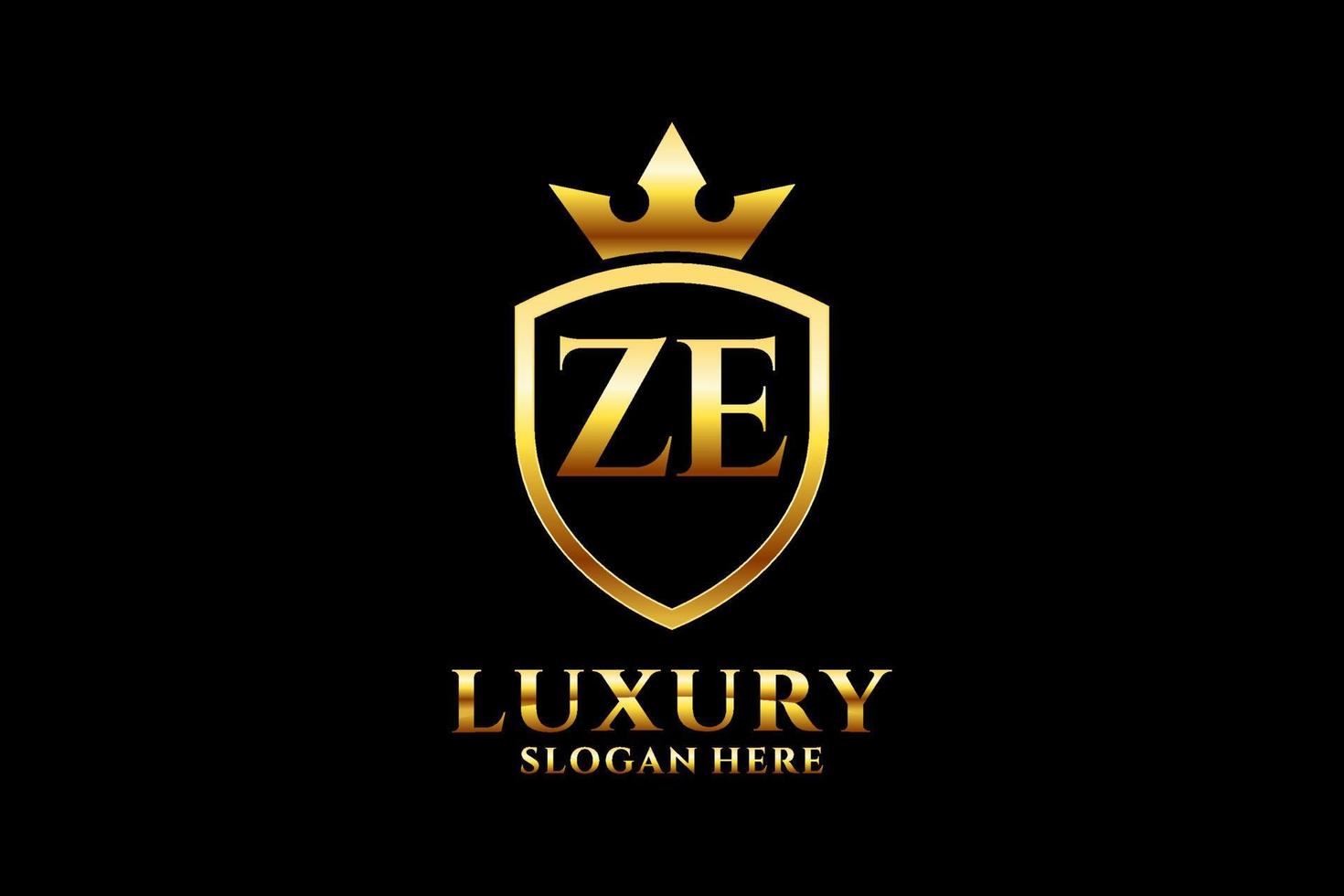 eerste ze elegant luxe monogram logo of insigne sjabloon met scrollt en Koninklijk kroon - perfect voor luxueus branding projecten vector