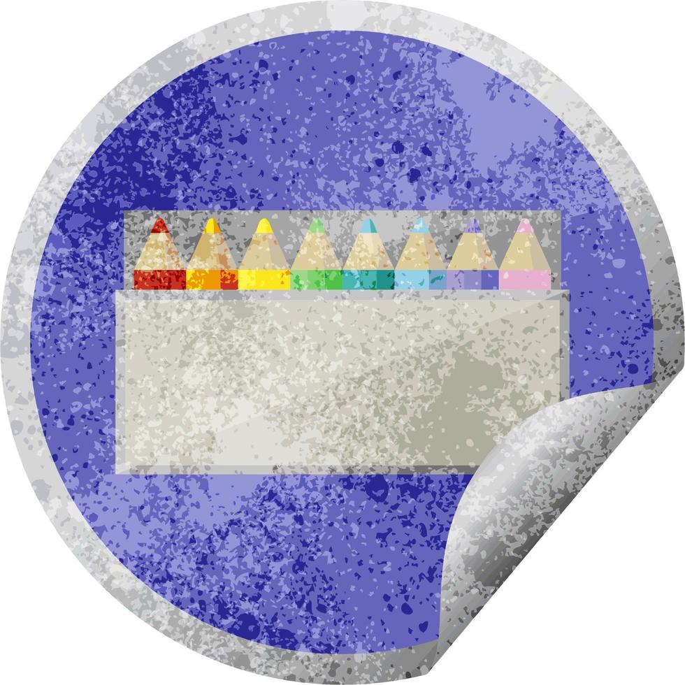 pak van kleur potloden grafisch vector illustratie circulaire sticker