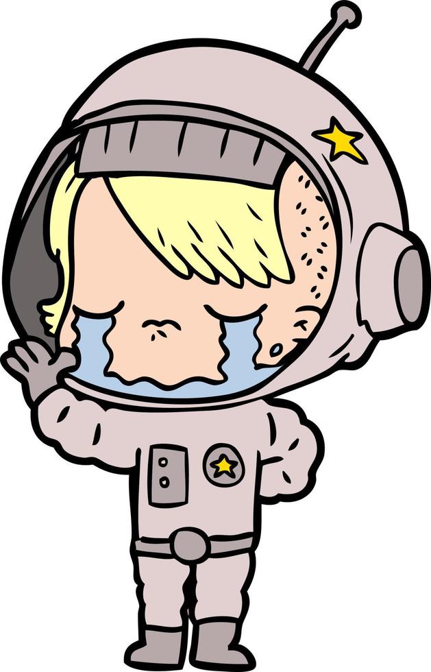 cartoon huilend astronautenmeisje vector