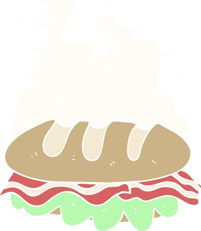 vlak kleur illustratie van een tekenfilm reusachtig belegd broodje vector