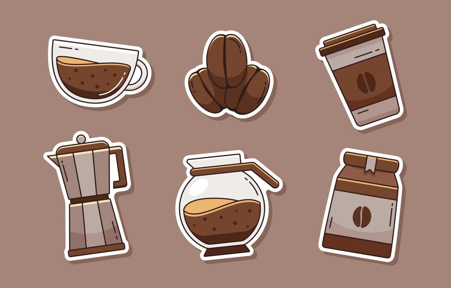 koffie sticker set vector