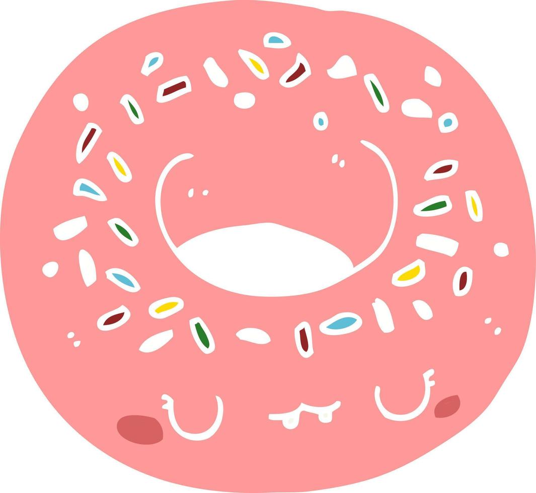 vlak kleur stijl tekenfilm donut vector