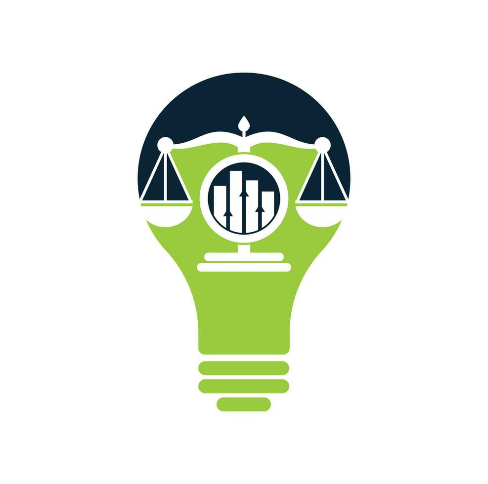 gerechtigheid financiën lamp vorm concept logo vector sjabloon. creatief wet firma met diagram logo ontwerp concept.