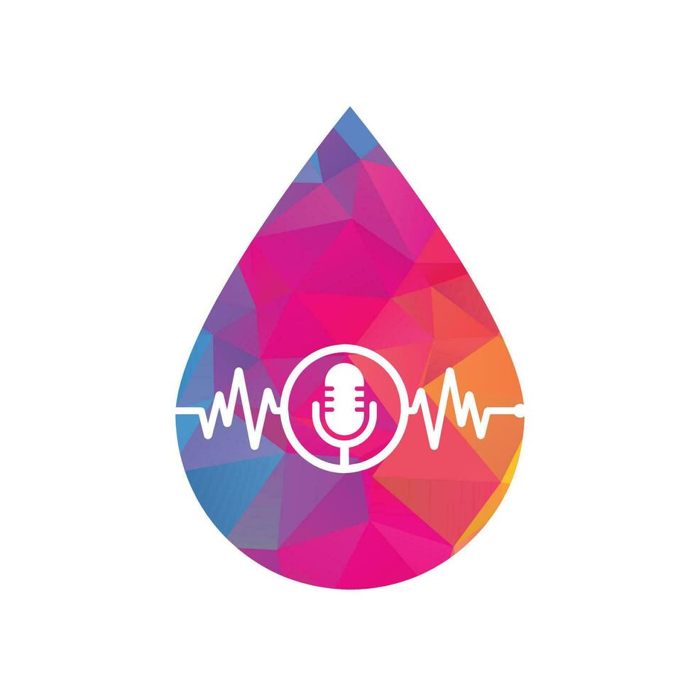 pulse podcast laten vallen vorm concept logo vector. podcast hartslag lijn logo ontwerp vector sjabloon