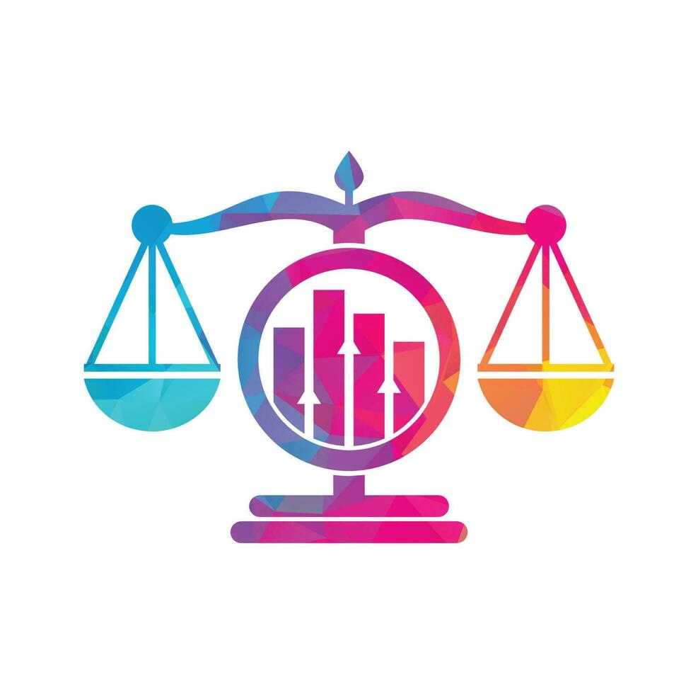 gerechtigheid financiën logo vector sjabloon. creatief wet firma met diagram logo ontwerp concept.