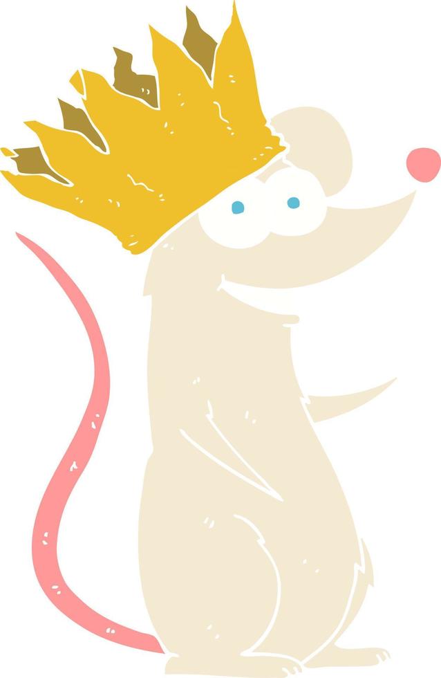 vlak kleur illustratie van een tekenfilm muis vervelend kroon vector