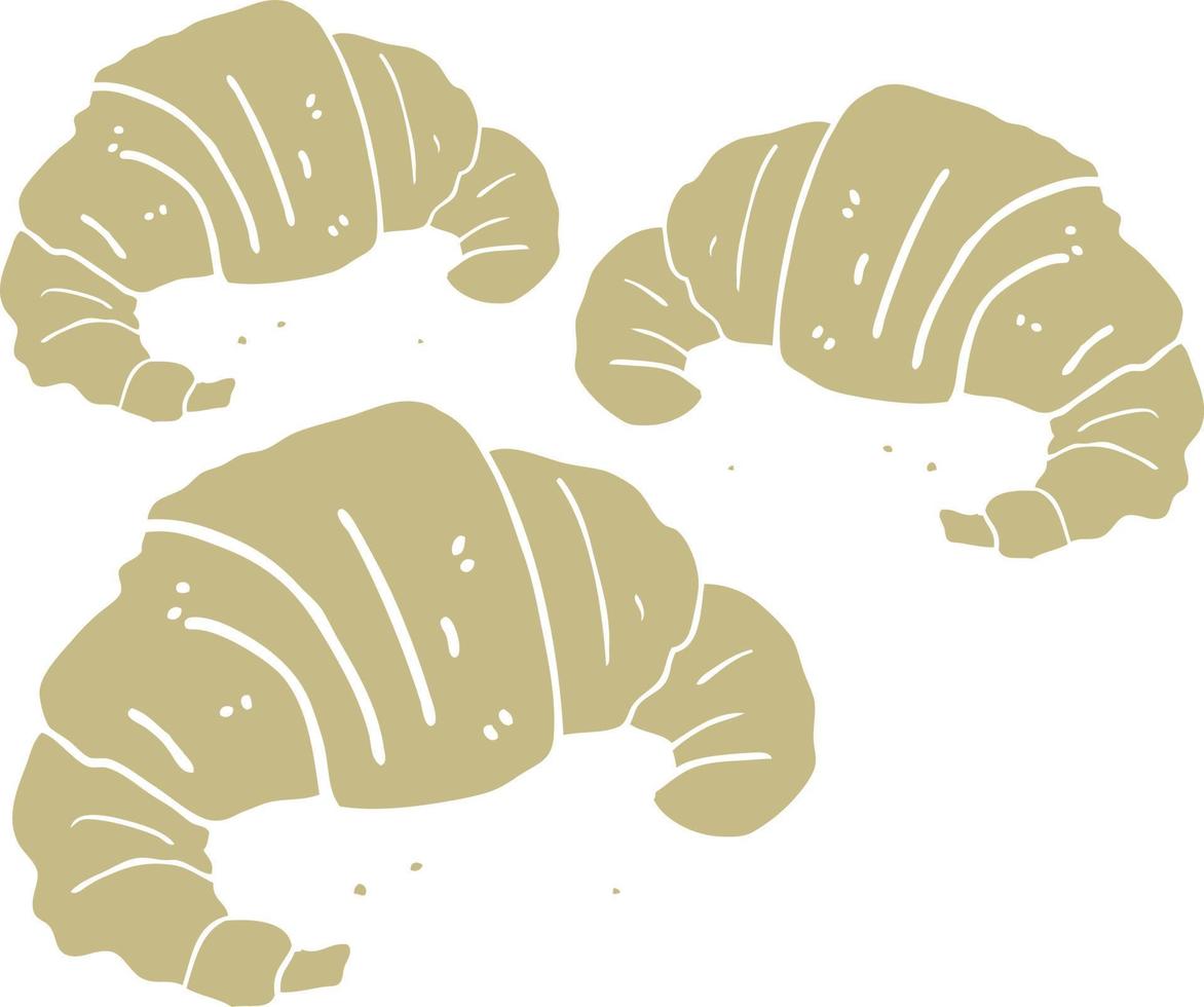 vlak kleur illustratie van een tekenfilm croissants vector