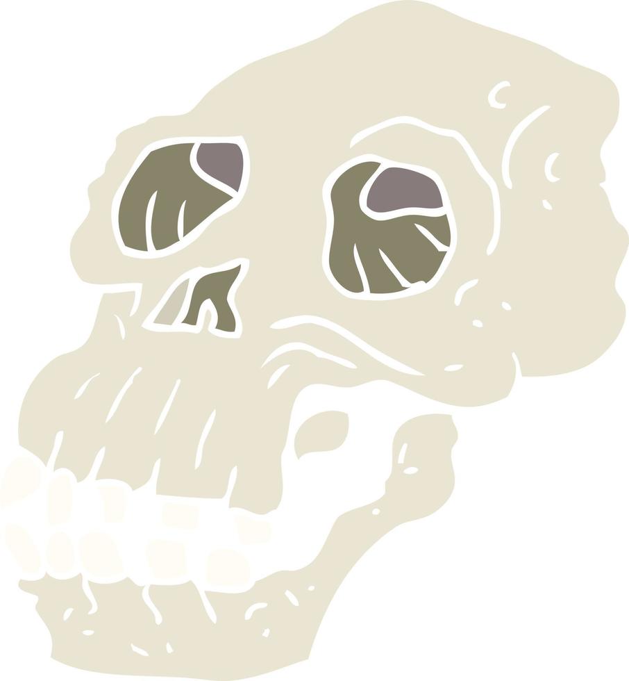 vlak kleur illustratie van een tekenfilm oude schedel vector