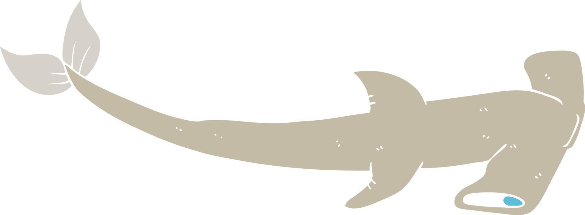 vlak kleur illustratie van een tekenfilm hamerhaai haai vector