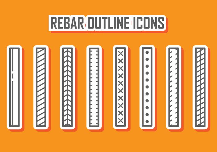 Rebar Outline Pictogrammen vector