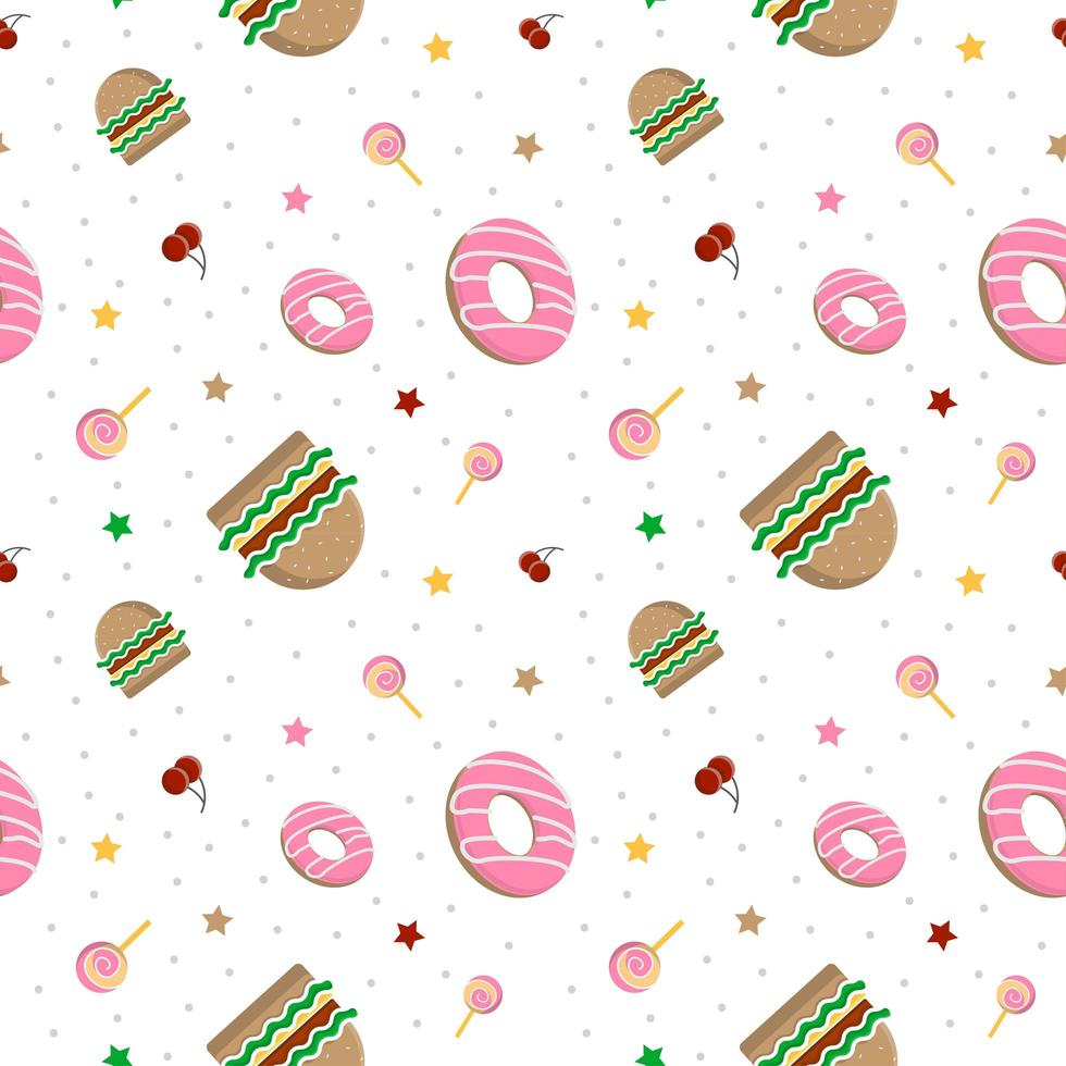 hamburger en donuts patroon vector