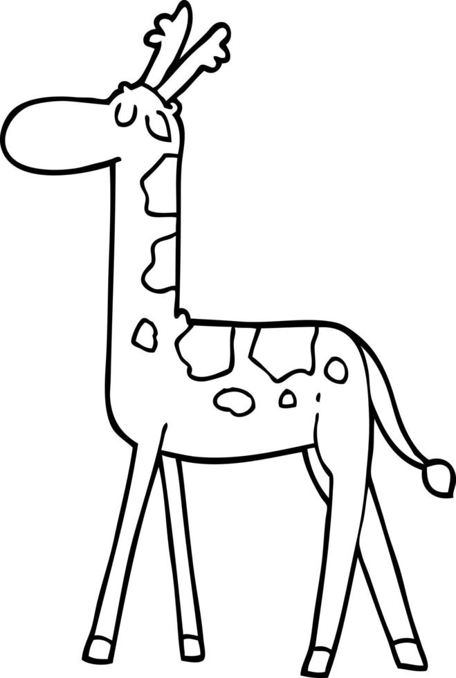 lijntekening cartoon wandelende giraf vector