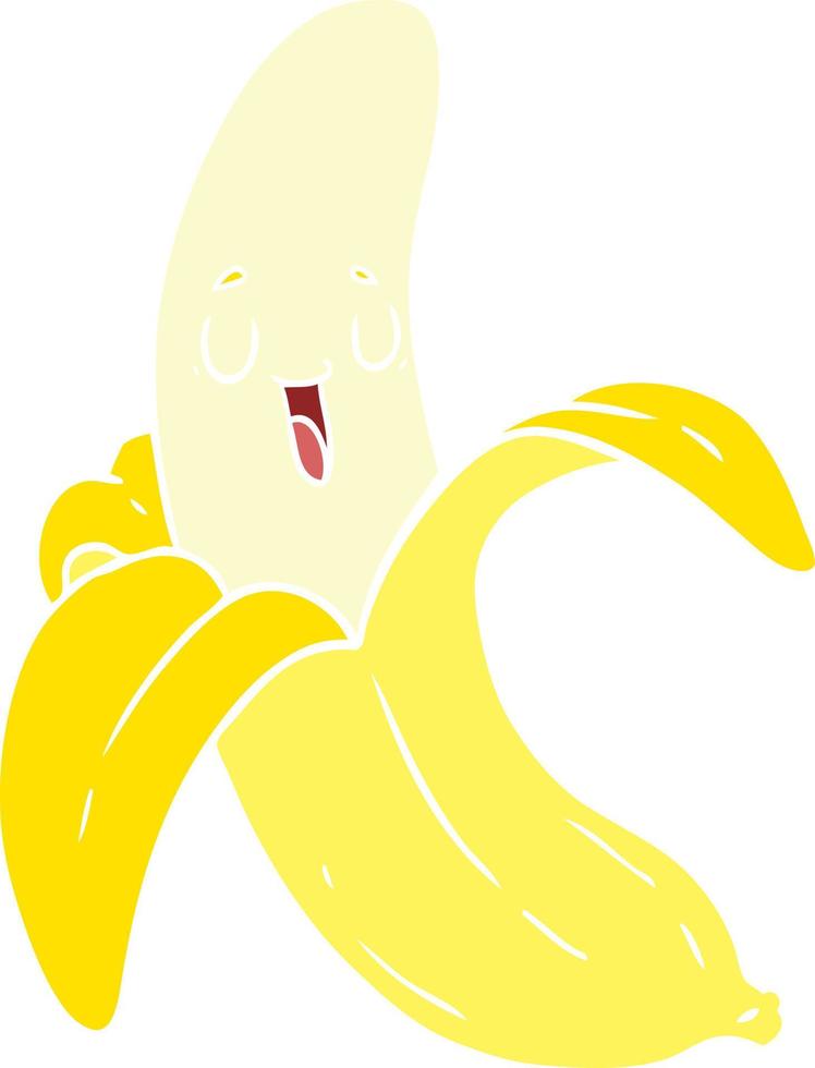 vlak kleur stijl tekenfilm banaan vector