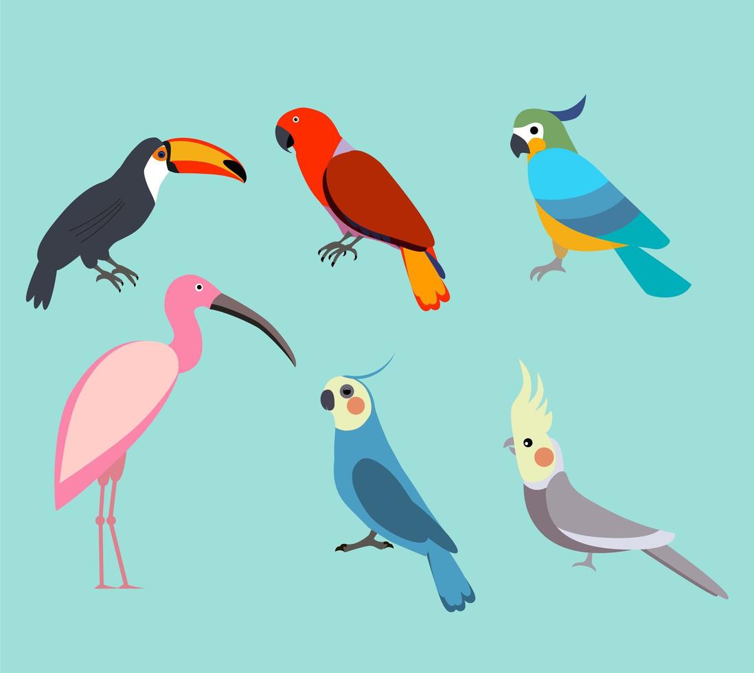 schattige vogels op blauwe achtergrond vector