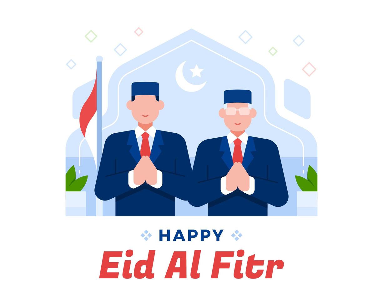 de president en vice-president van indonesië eid al fitr vector