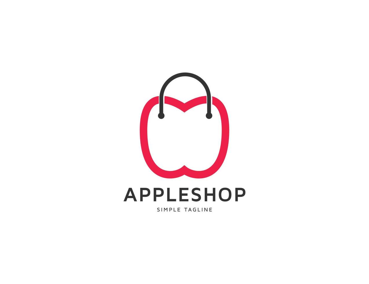 boodschappen doen zak logo met appel fruit illustratie vector