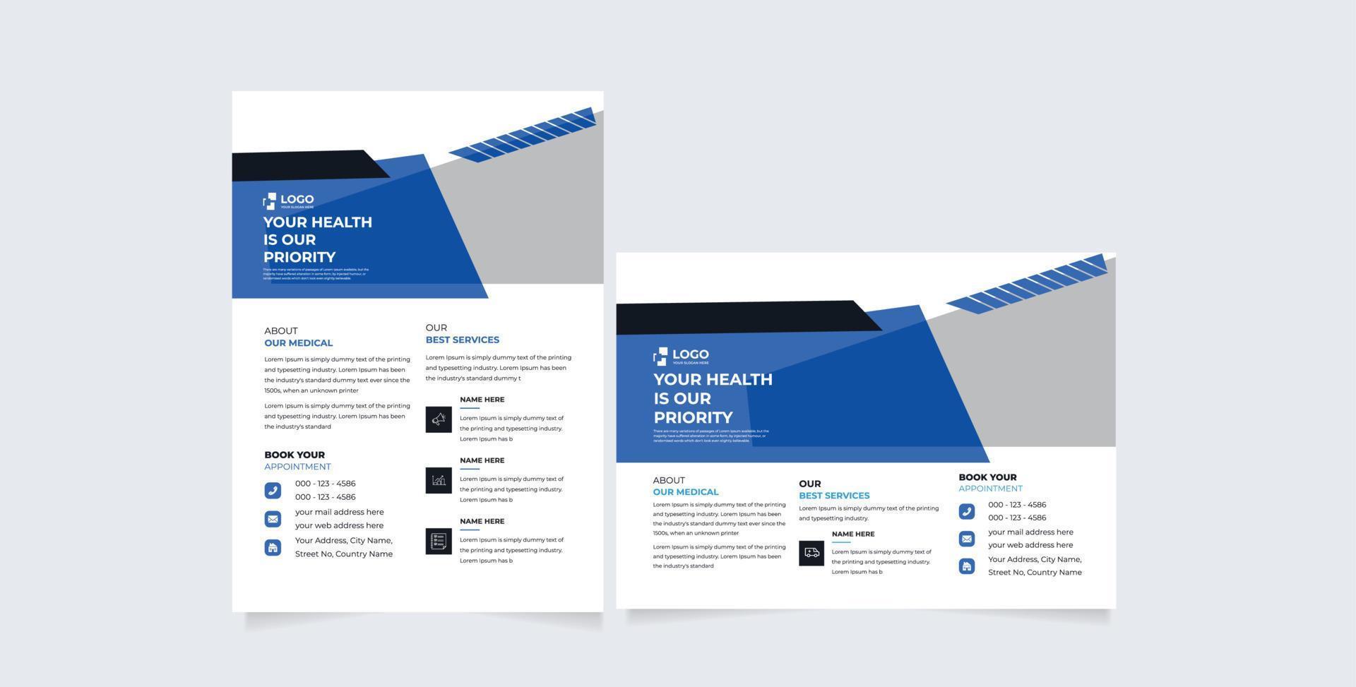 gezondheidszorg en medisch inham a4 folder ontwerp sjabloon voor afdrukken en medisch brochure ontwerp vector