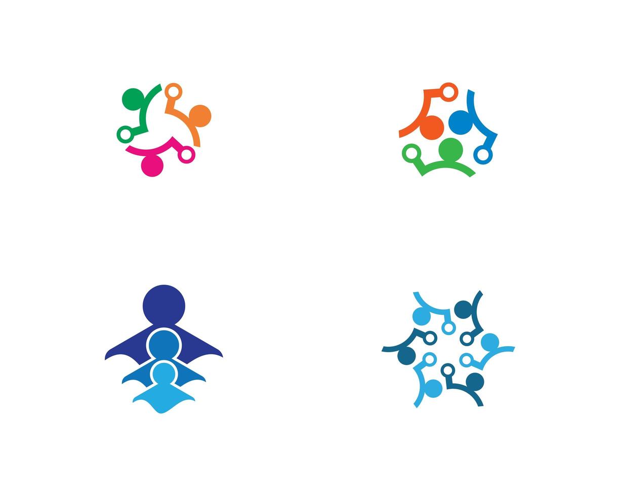 kleurrijke community link logo icon set vector