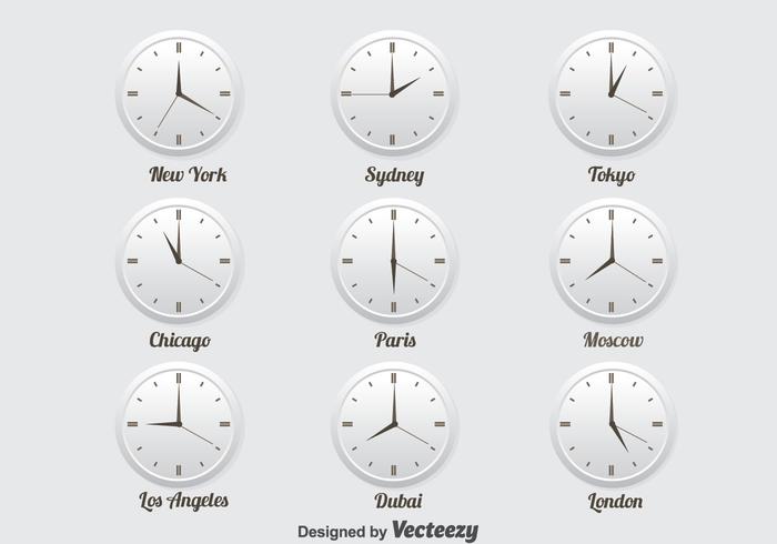 Wereld tijdzone iconen ingesteld vector