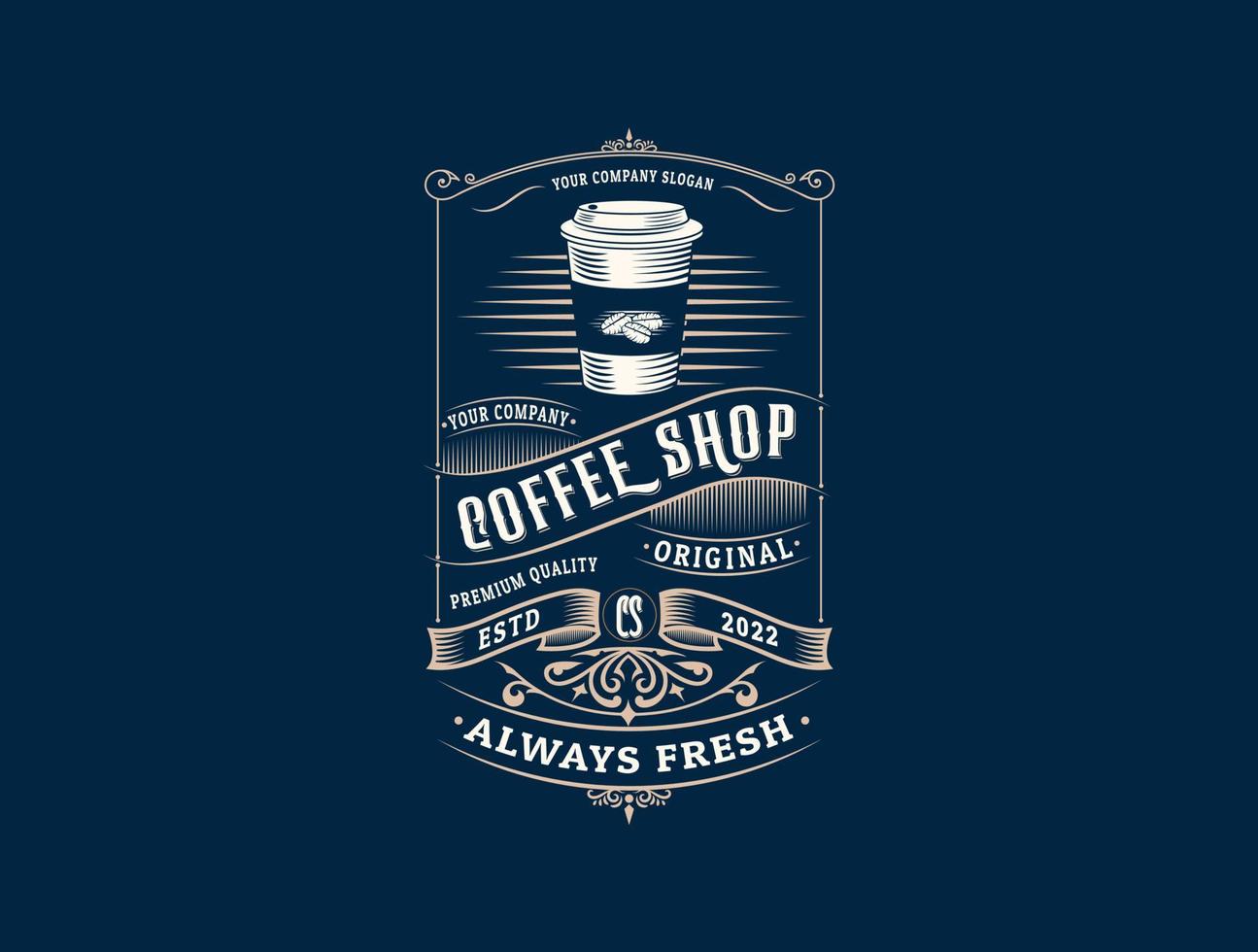 koffie winkel retro logo wijnoogst stijl vector