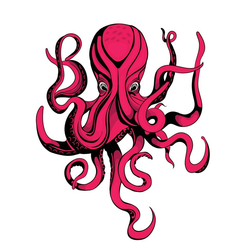 hand- getrokken vector illustratie van Octopus tekenfilm stijl.