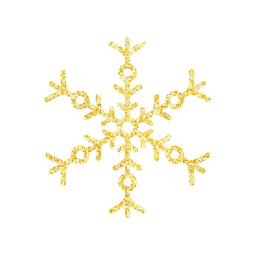 goud schitteren structuur sneeuwvlok Aan wit achtergrond voor Kerstmis boom decoratie, vector, illustratie. vector