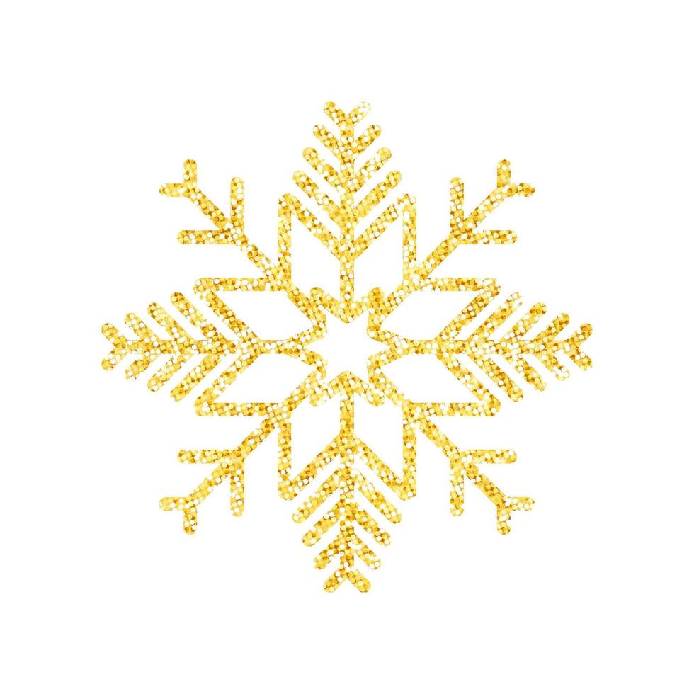 goud schitteren structuur sneeuwvlok Aan wit achtergrond voor Kerstmis boom decoratie, vector, illustratie. vector