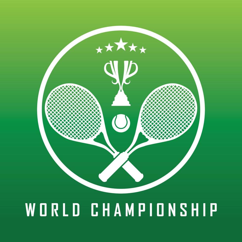 tennis logo met racket en leuze sjabloon vector