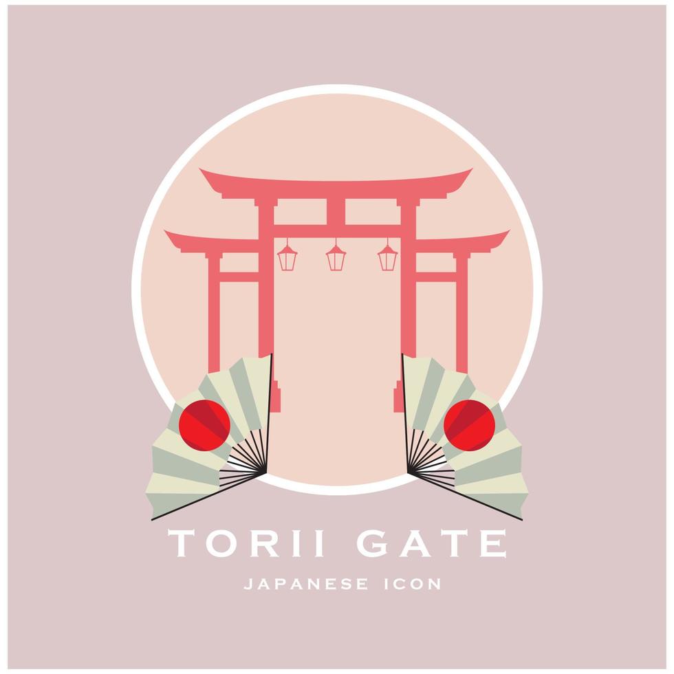 Japans torii poort vector en illustratie met leuze sjabloon