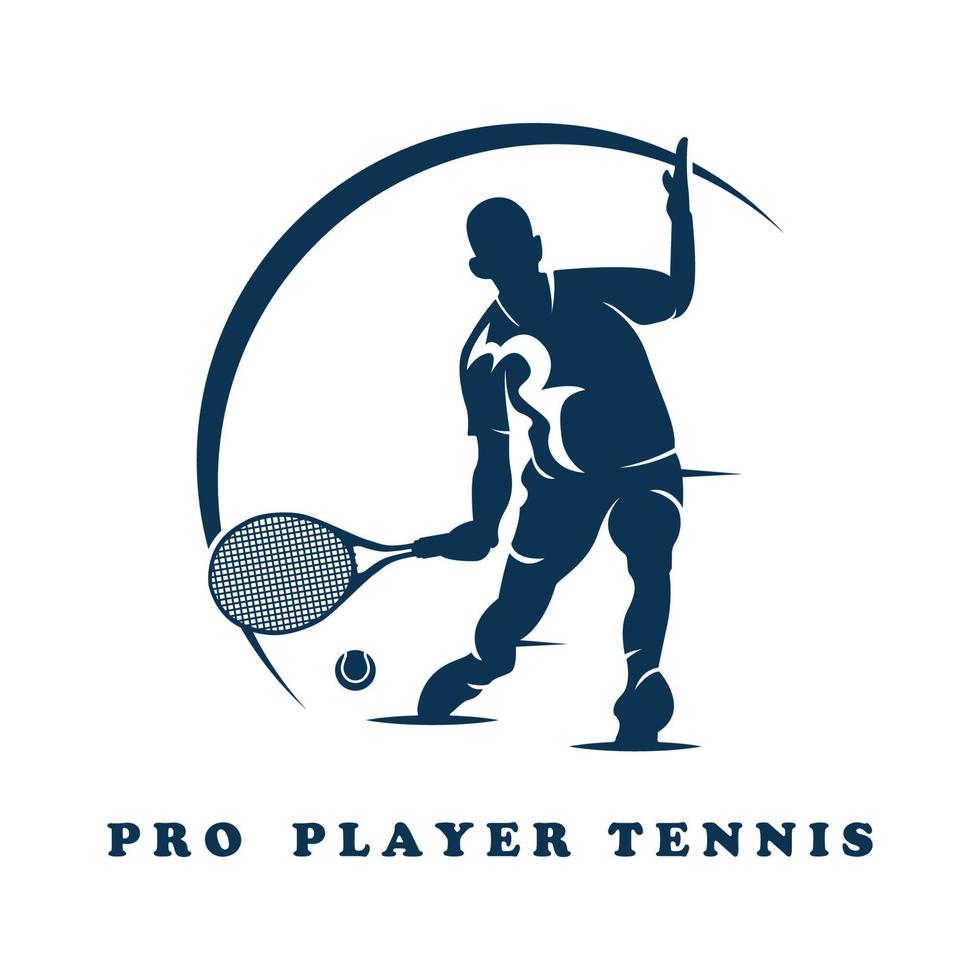 tennis logo met racket en leuze sjabloon vector