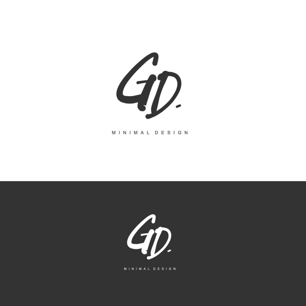 gd eerste handschrift of handgeschreven logo voor identiteit. logo met handtekening en hand- getrokken stijl. vector