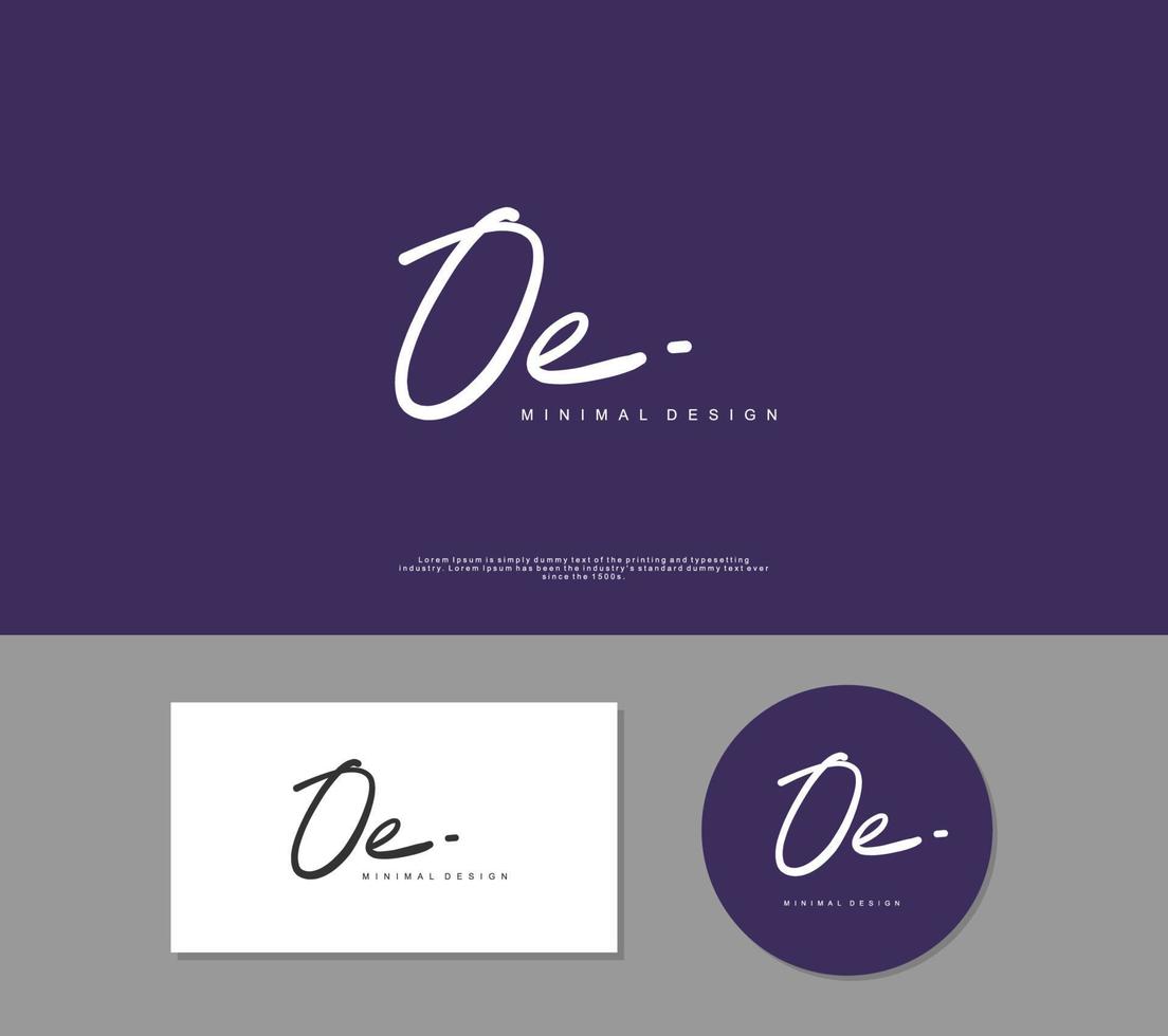 oe eerste handschrift of handgeschreven logo voor identiteit. logo met handtekening en hand- getrokken stijl. vector