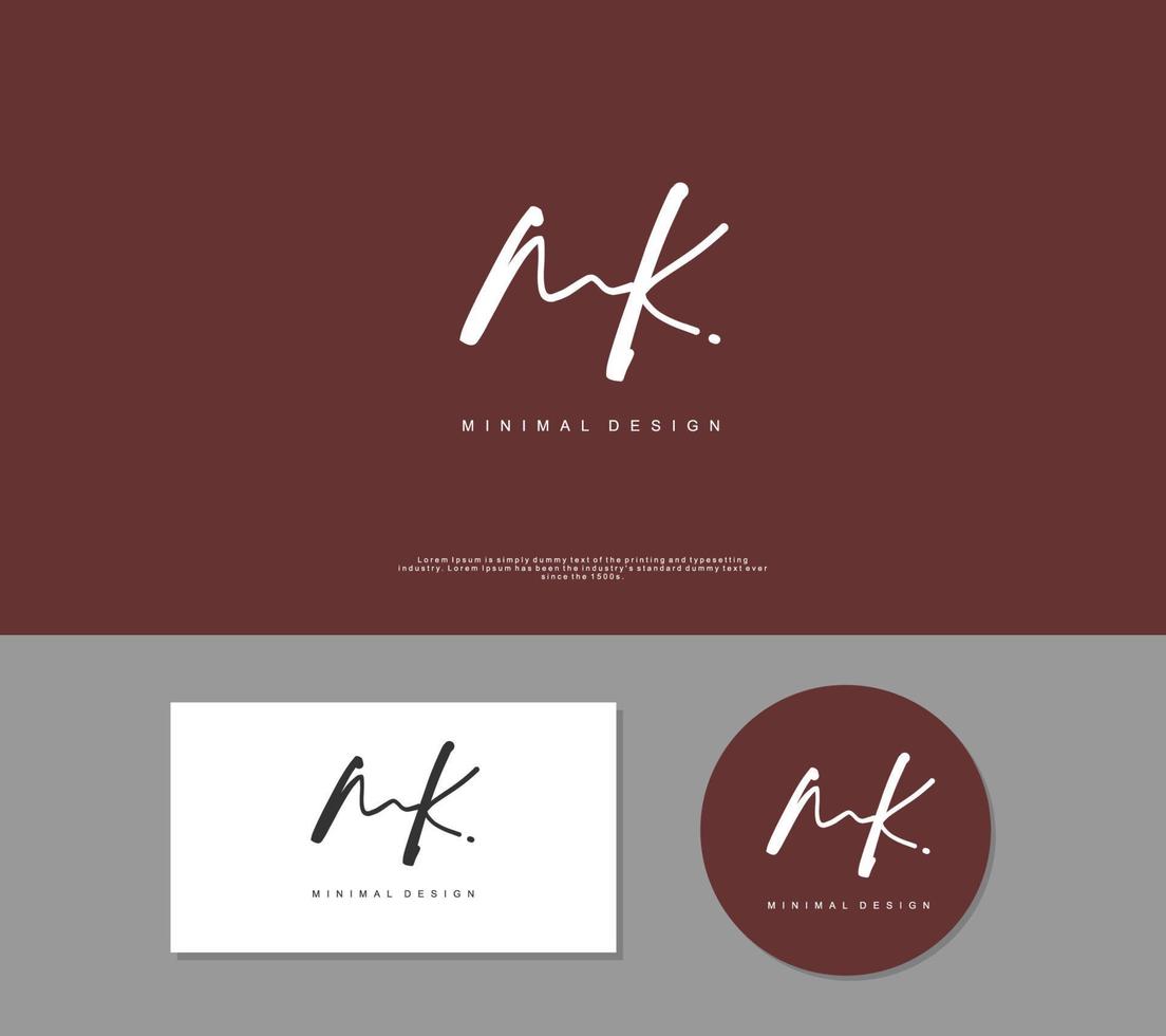 mk eerste handschrift of handgeschreven logo voor identiteit. logo met handtekening en hand- getrokken stijl. vector