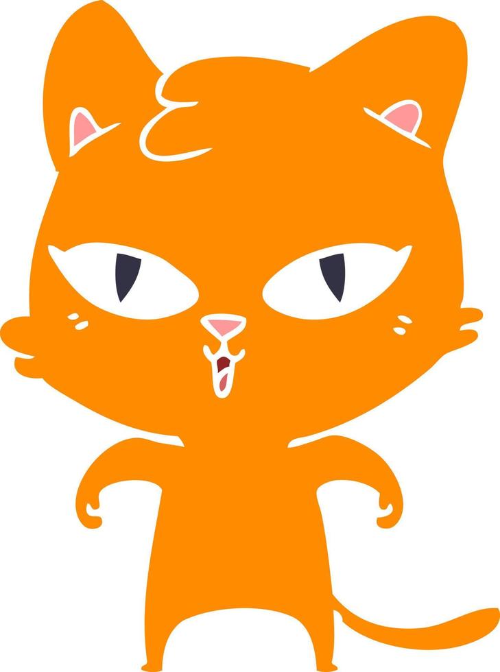 cartoon kat in effen kleurstijl vector