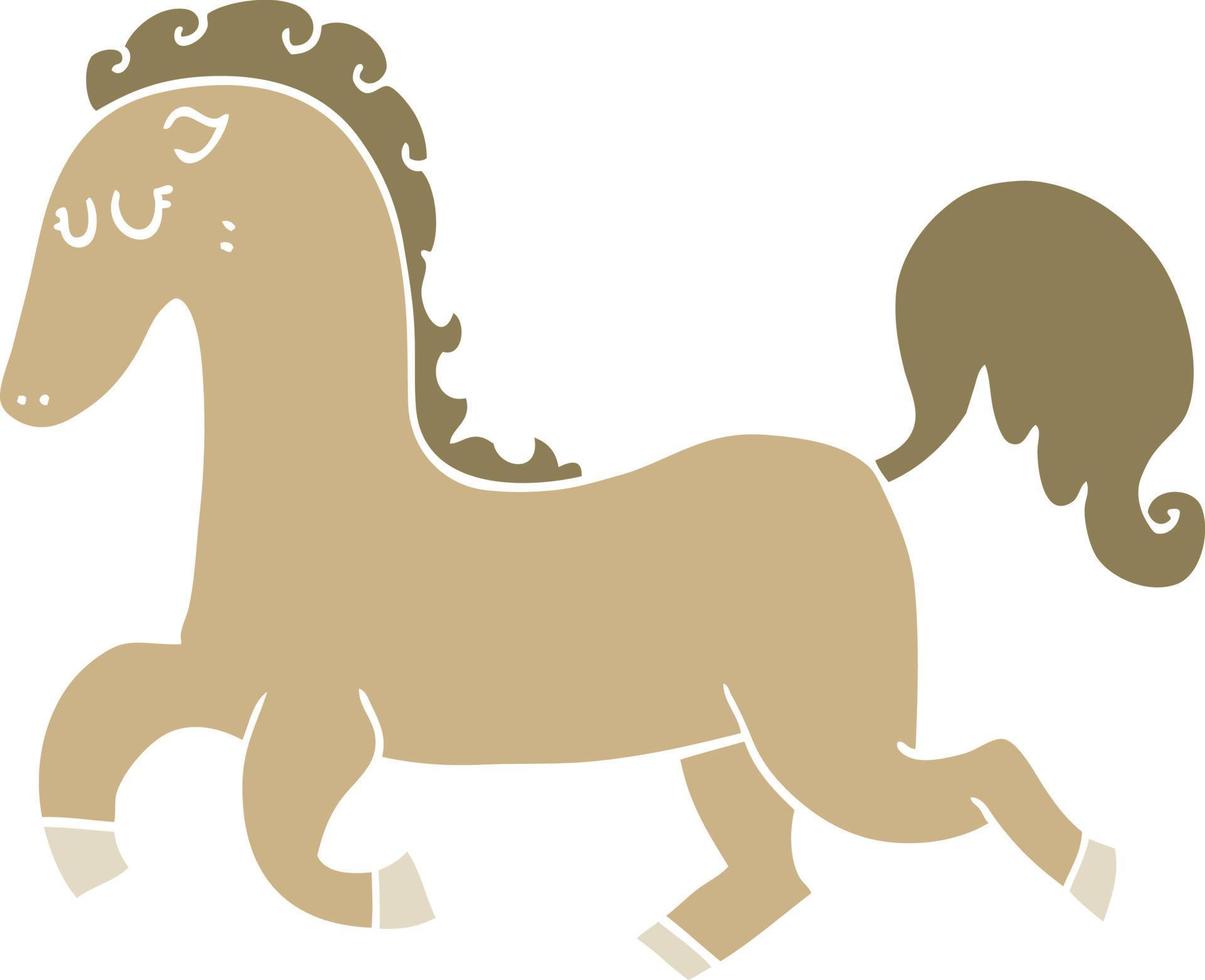 vlak kleur stijl tekenfilm paard rennen vector
