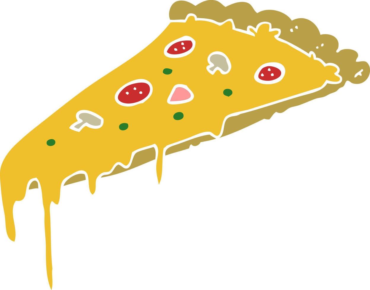 platte kleur stijl cartoon pizza slice vector