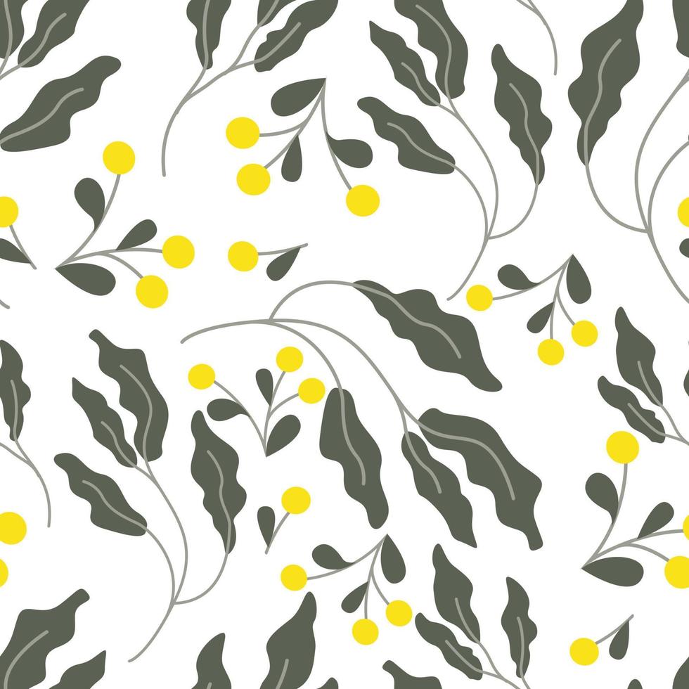 naadloze bloemmotief, bladeren en bloemen. plant achtergrond. vector illustratie