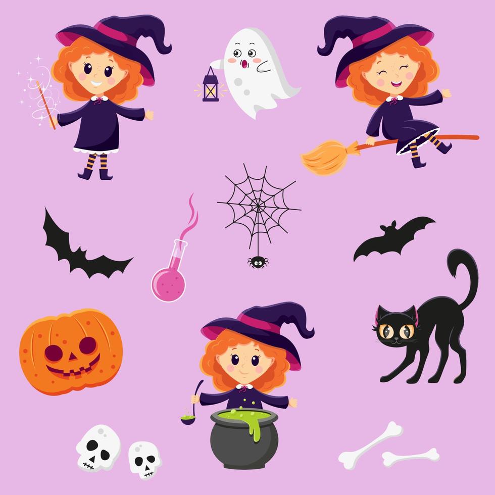 vector reeks voor halloween tekens en items