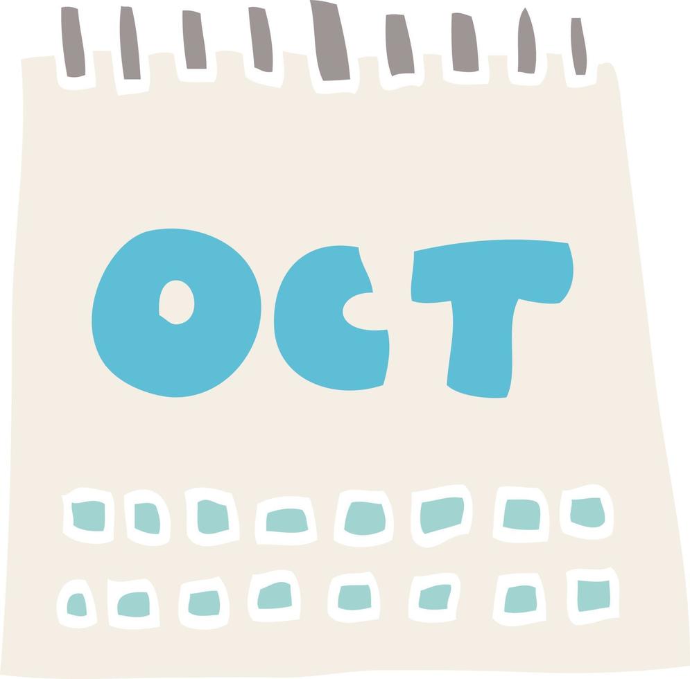 tekenfilm tekening kalender tonen maand van oktober vector