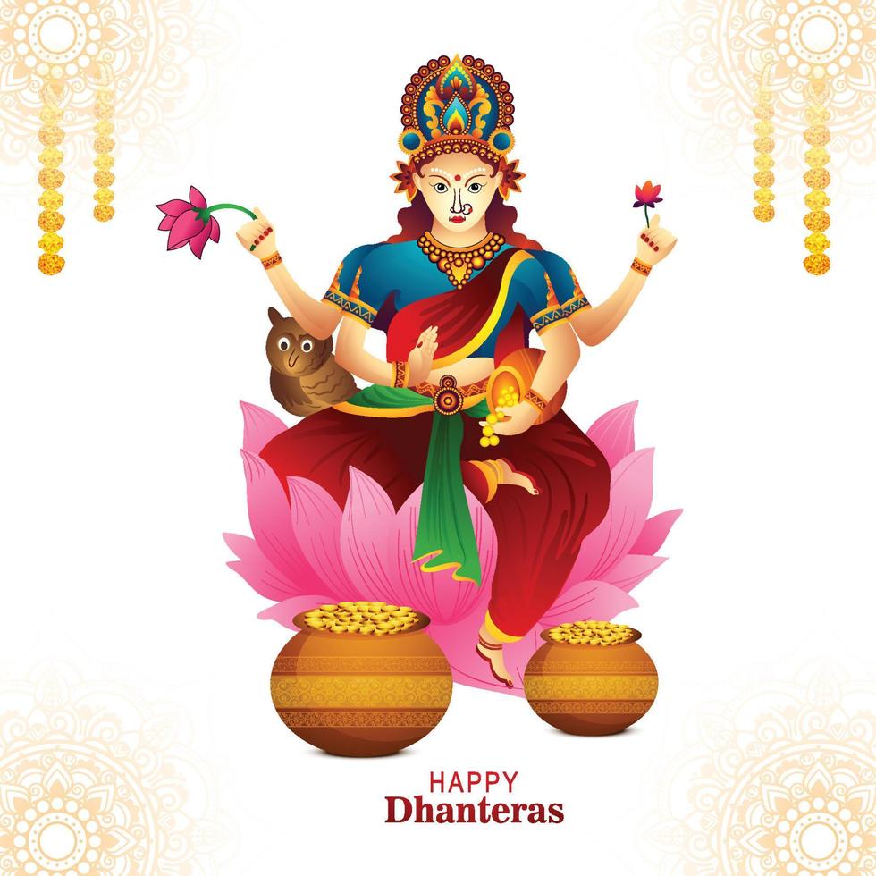 godin maa laxmi illustratie met munten voor Indisch festival haapy dhanteras achtergrond vector