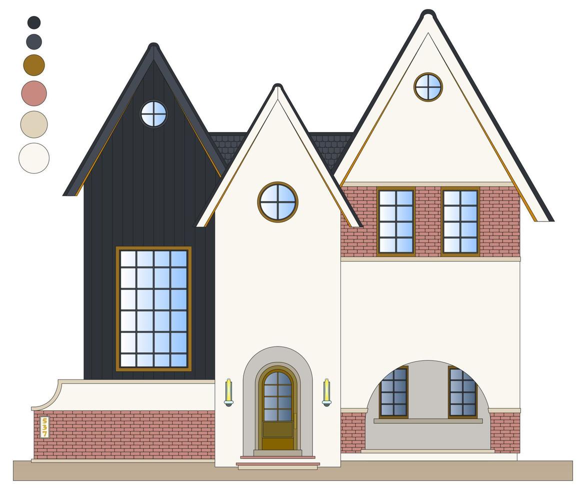 groot privaat huis met bogen. vector illustratie geïsoleerd Aan wit achtergrond.