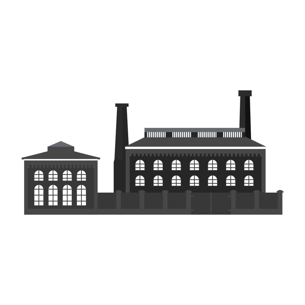 industrieel fabriek zwart silhouet icon.schoorsteen fabriek gebouw gevel.plat stijl een vector.geïsoleerd Aan een wit achtergrond. vector