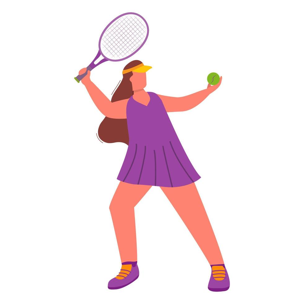 vrouw tennis speler met een racket.sport spel meisje.geïsoleerd Aan een wit achtergrond.vector vlak illustratie. vector