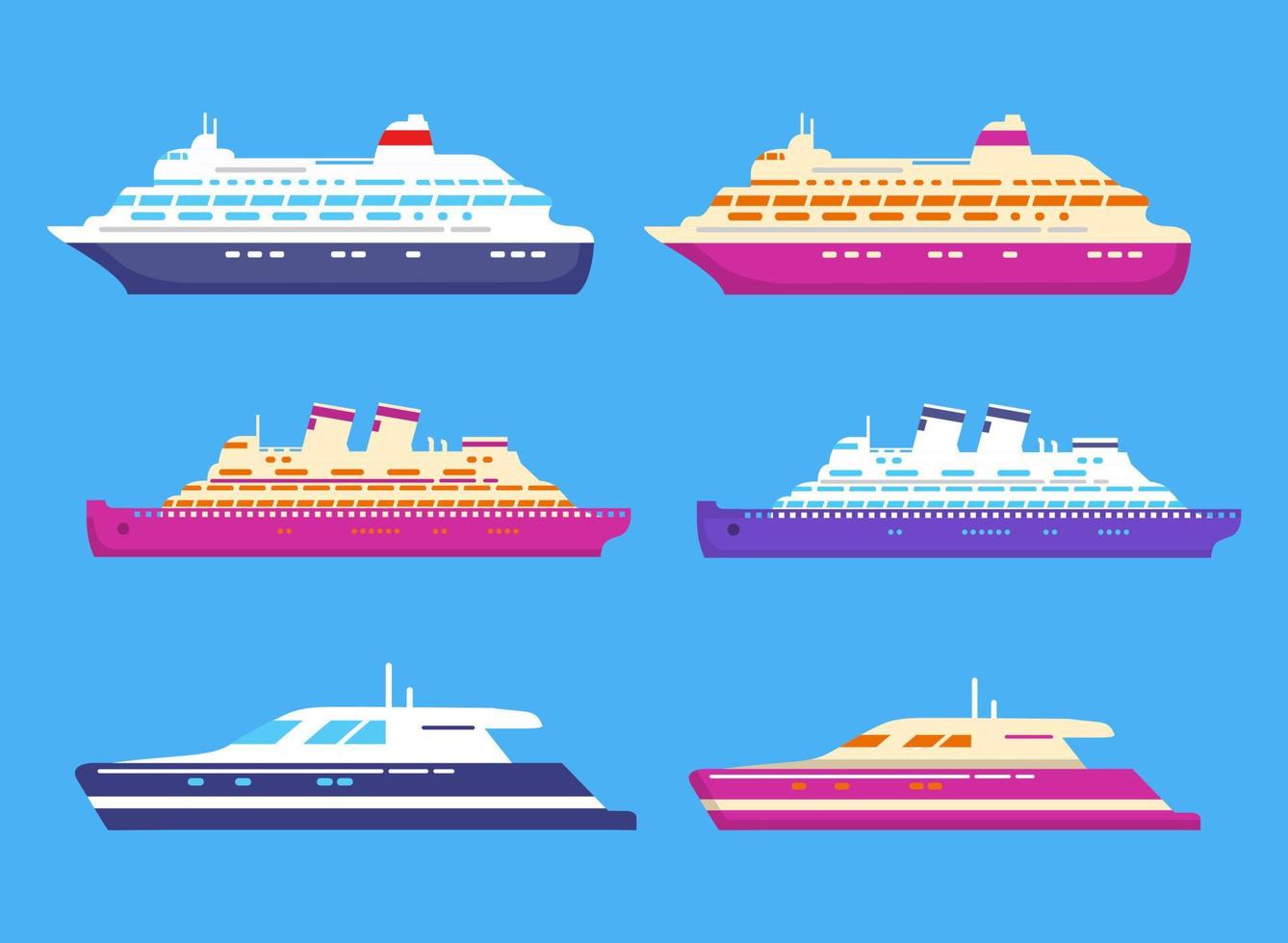 reis schip.passagier oceaan voering.cruise luxe jacht.flat vector.geïsoleerd Aan een blauw achtergrond. vector