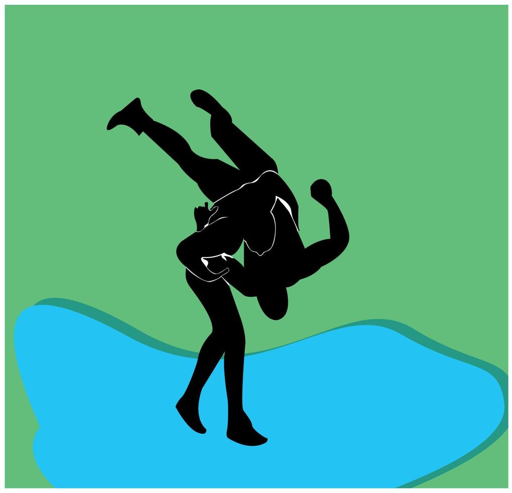 vector silhouet beeld van krijgshaftig kunsten sport- Bij zee spellen
